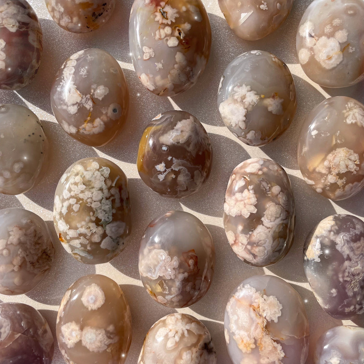 Flower Agate Palm Stones