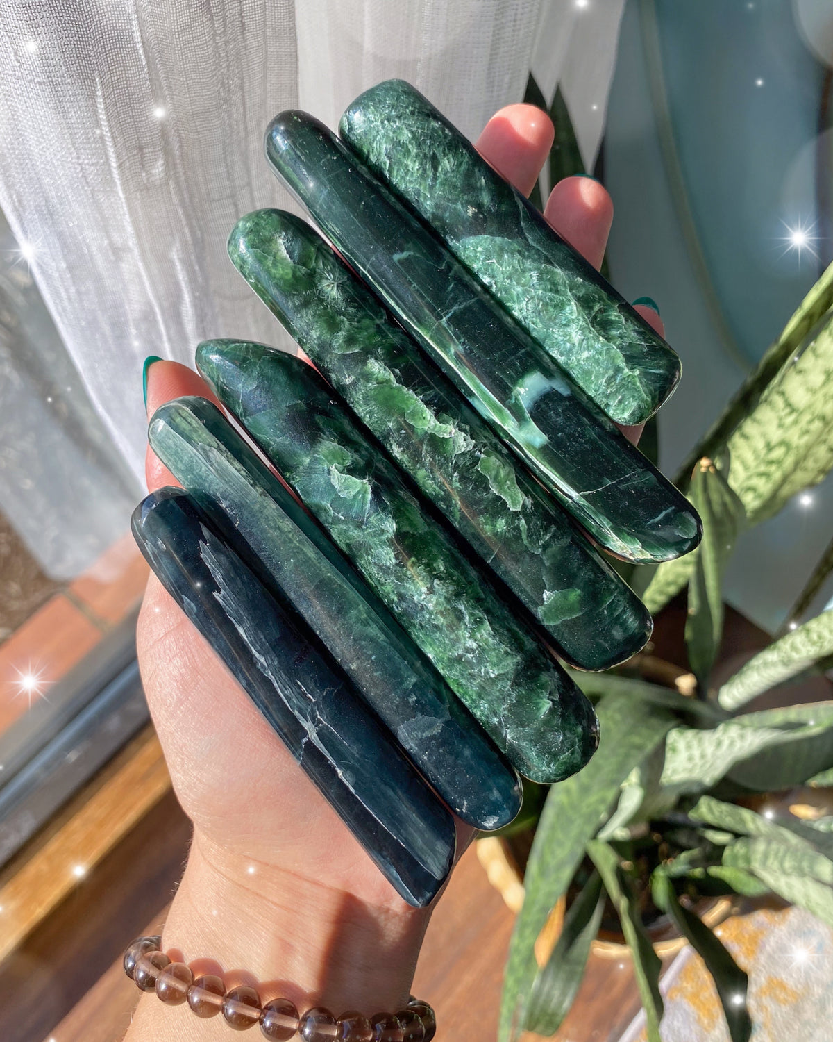 Polished Green Kyanite Wands