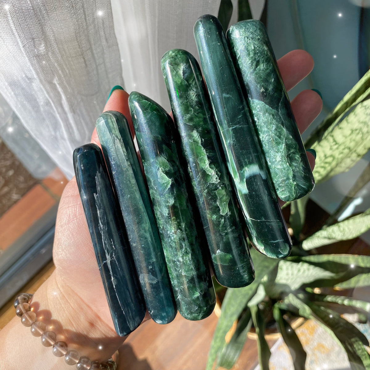 Polished Green Kyanite Wands