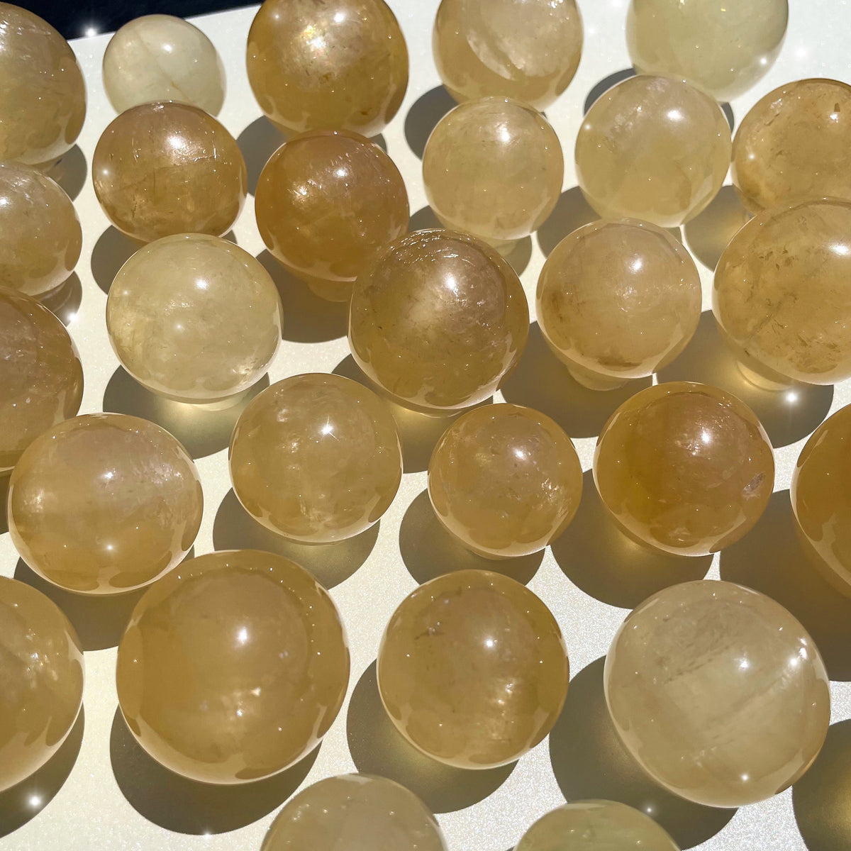 Honey Calcite Spheres