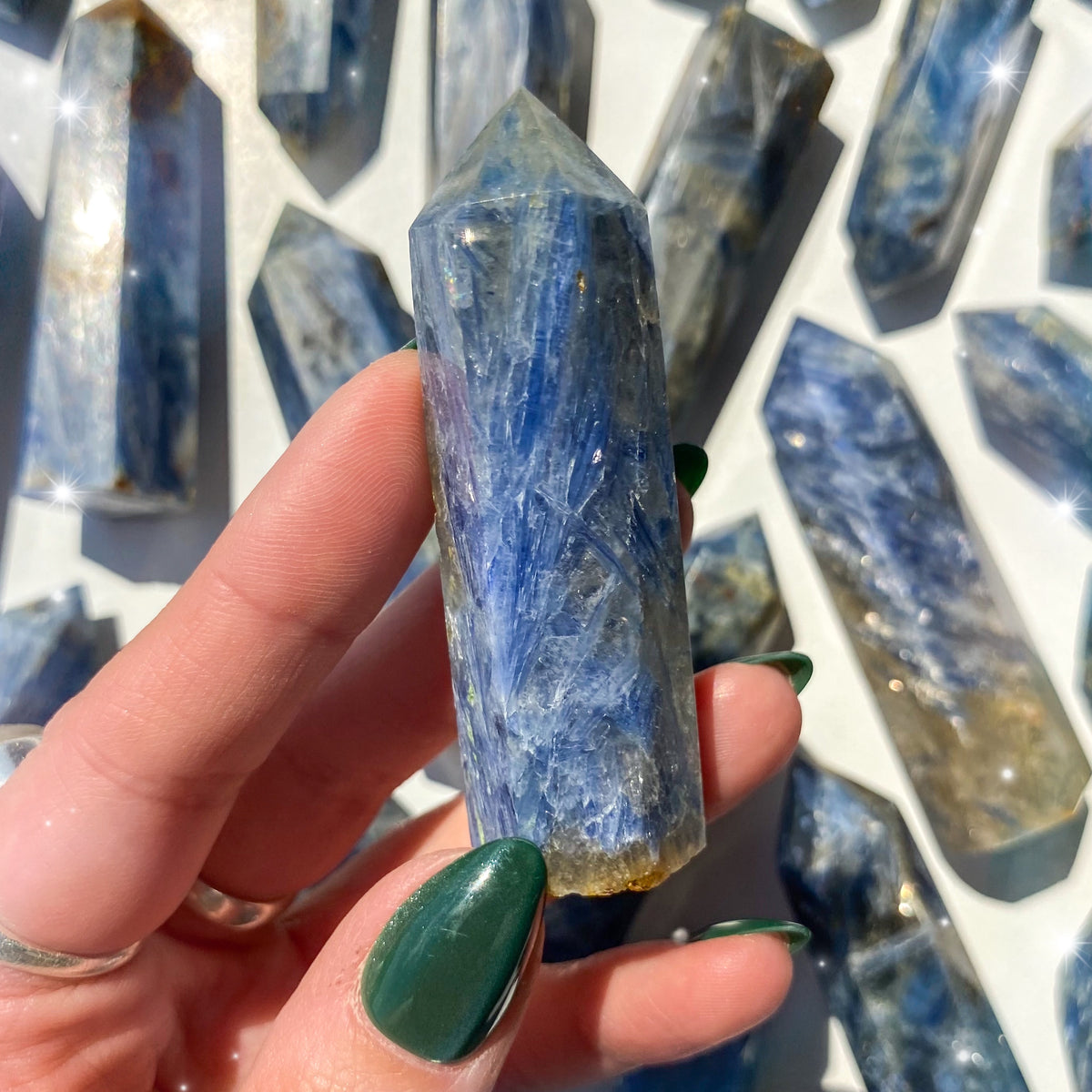 Kyanite in Quartz Points