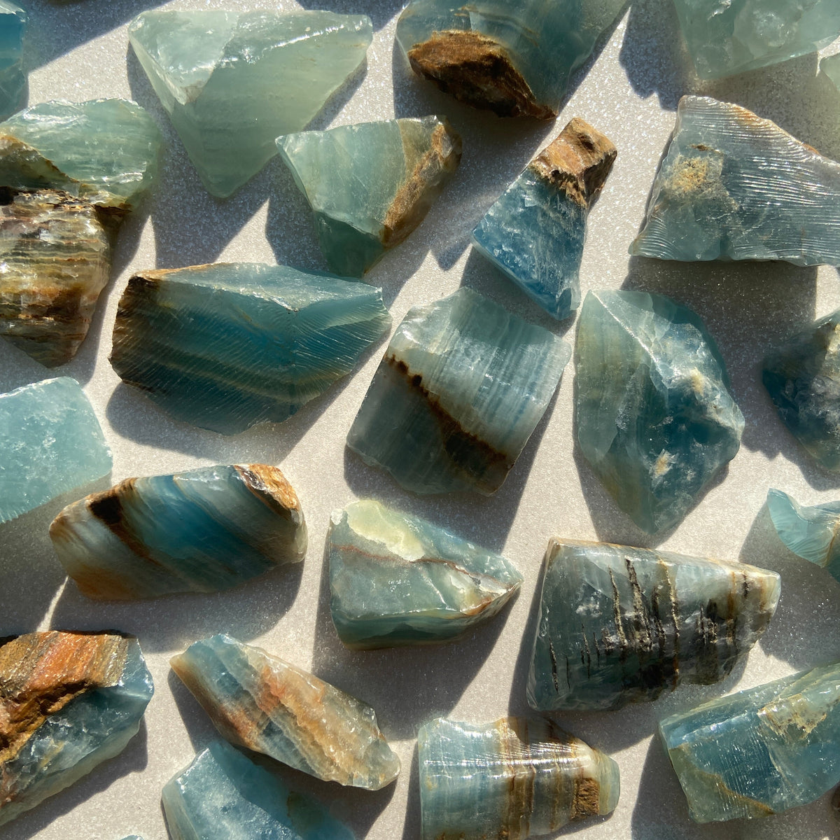 Lemurian Blue Calcite Pocket Stones
