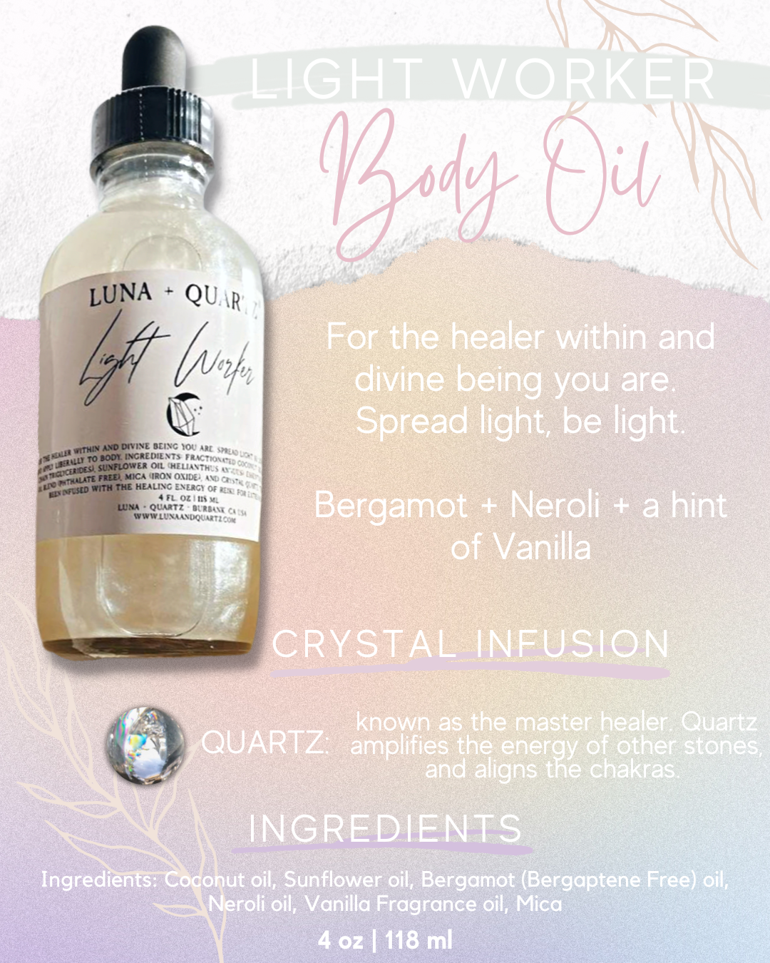 Light Worker Crystal Infused Body Oil