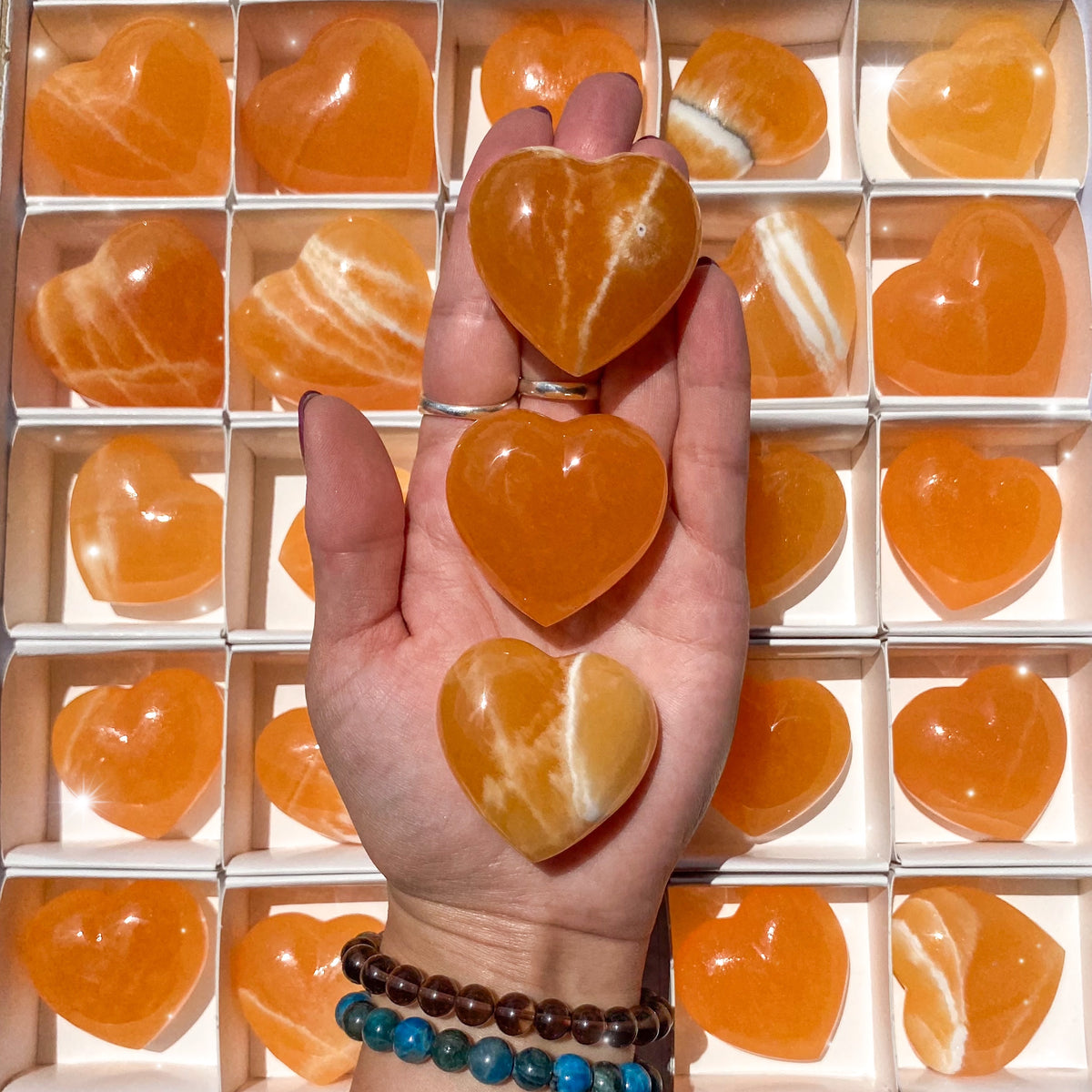 Orange Calcite Heart