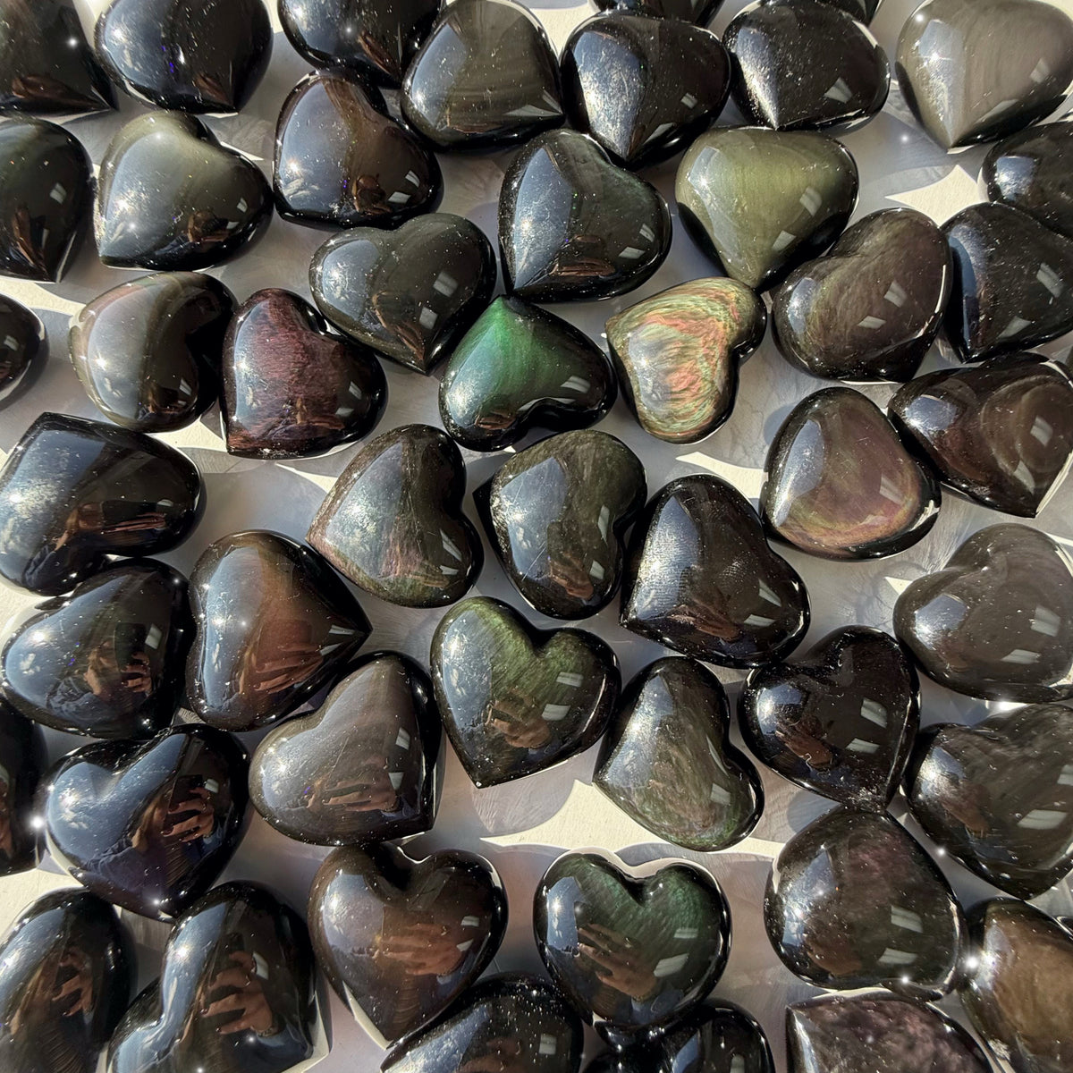 Rainbow Obsidian Hearts