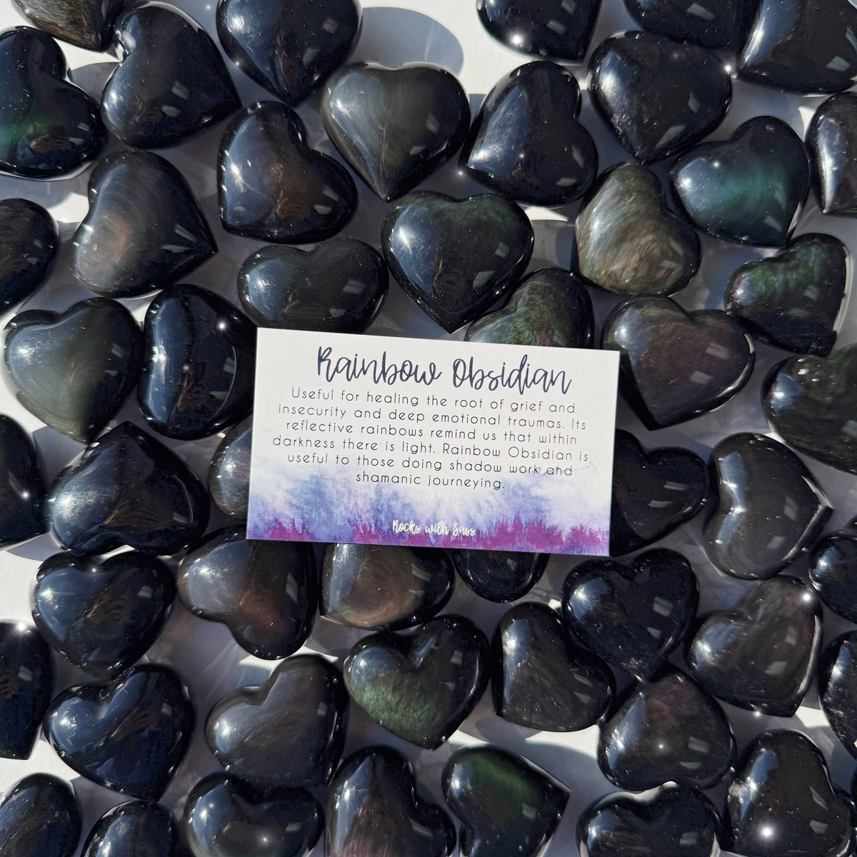 Rainbow Obsidian Hearts