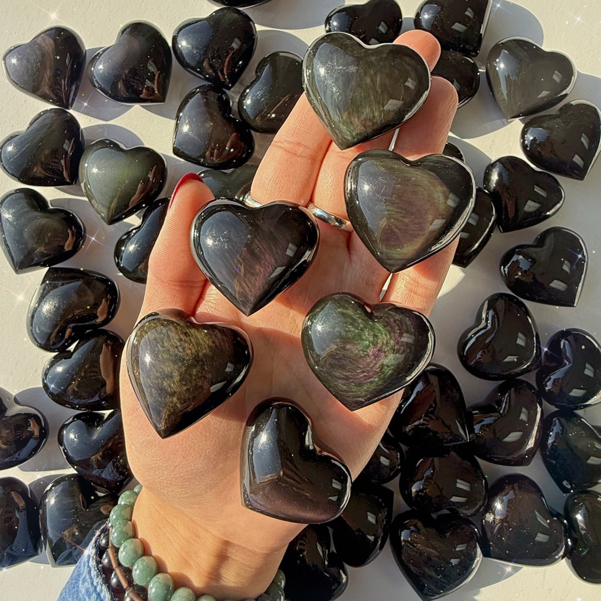 Rainbow Obsidian Hearts