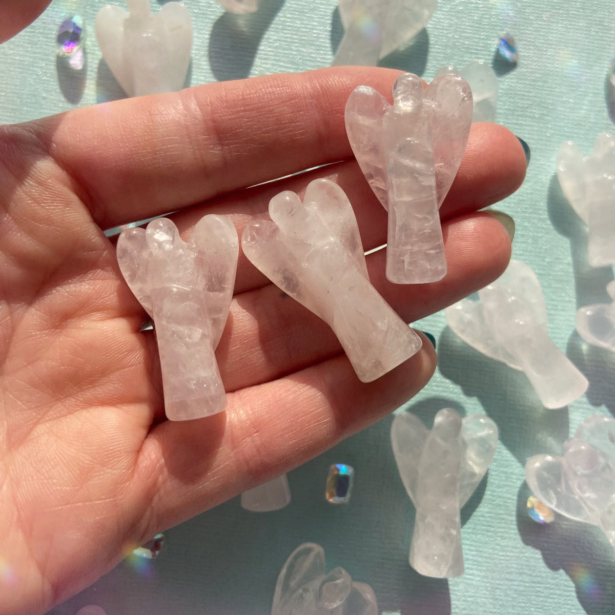 Rose Quartz Angel Carvings - Small