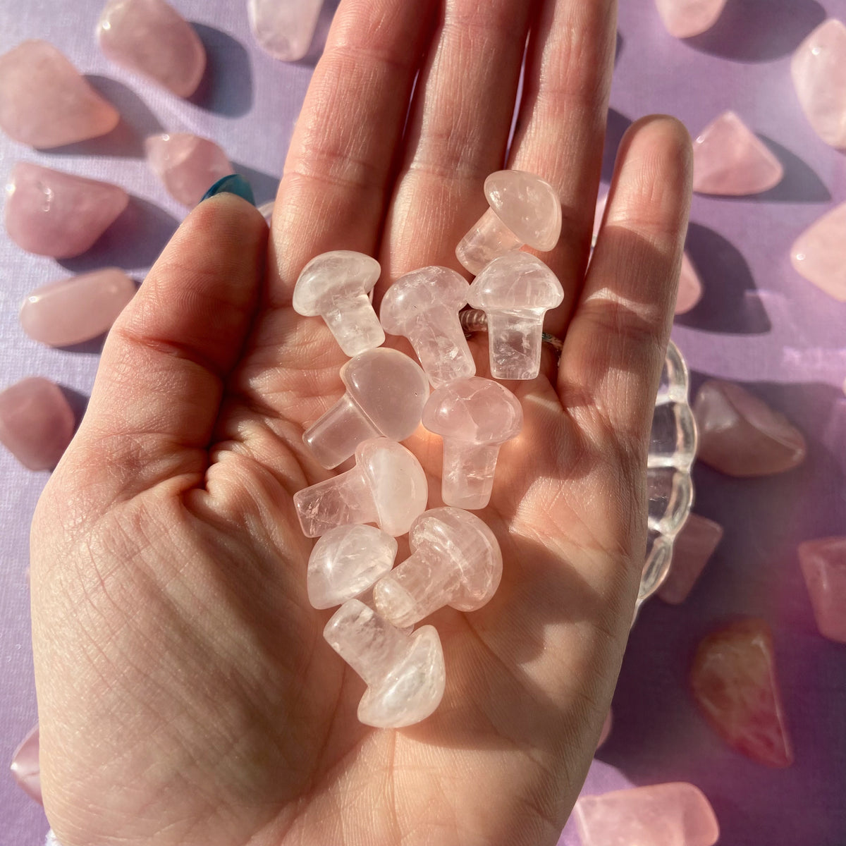 Rose Quartz Mini Mushroom Carvings