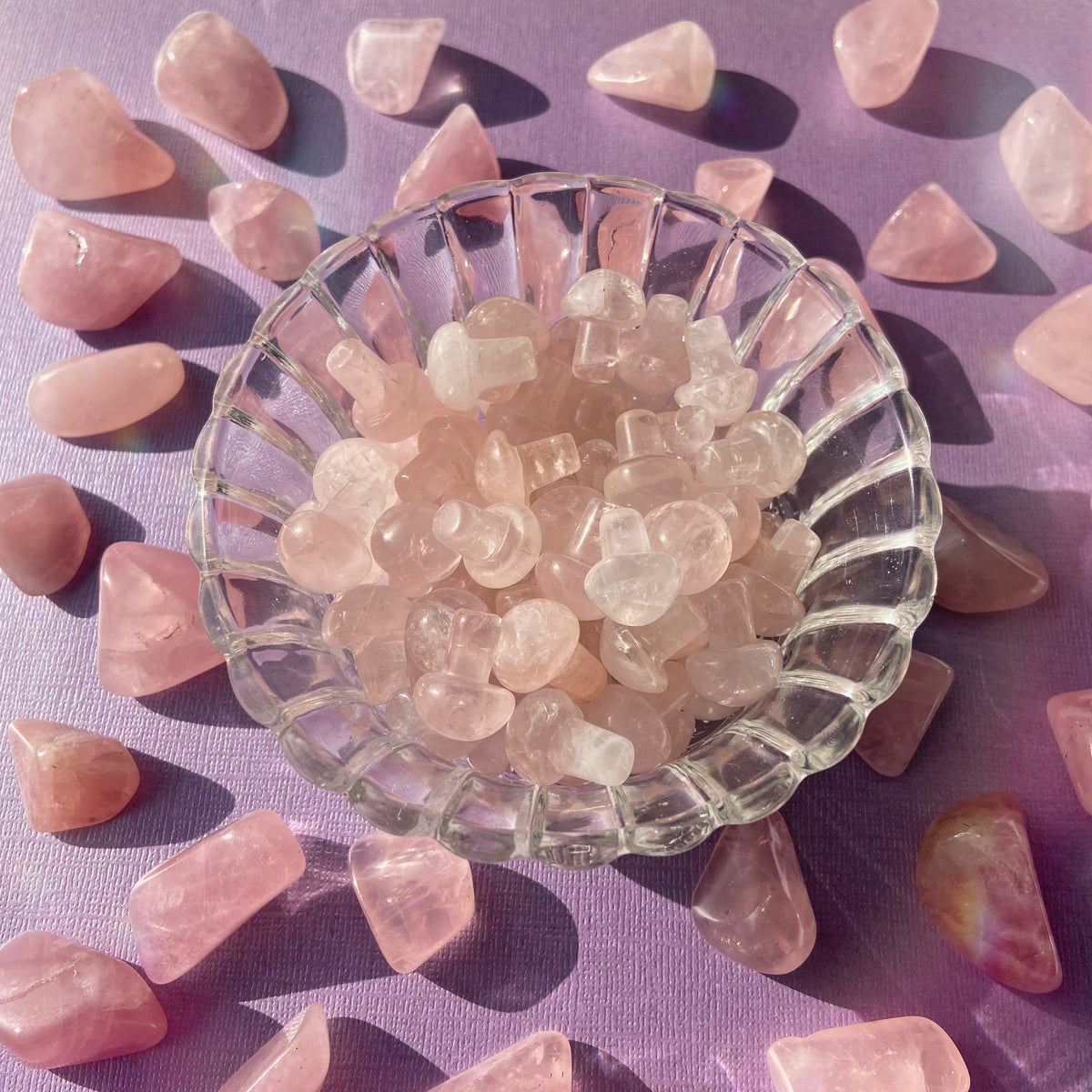 Rose Quartz Mini Mushroom Carvings