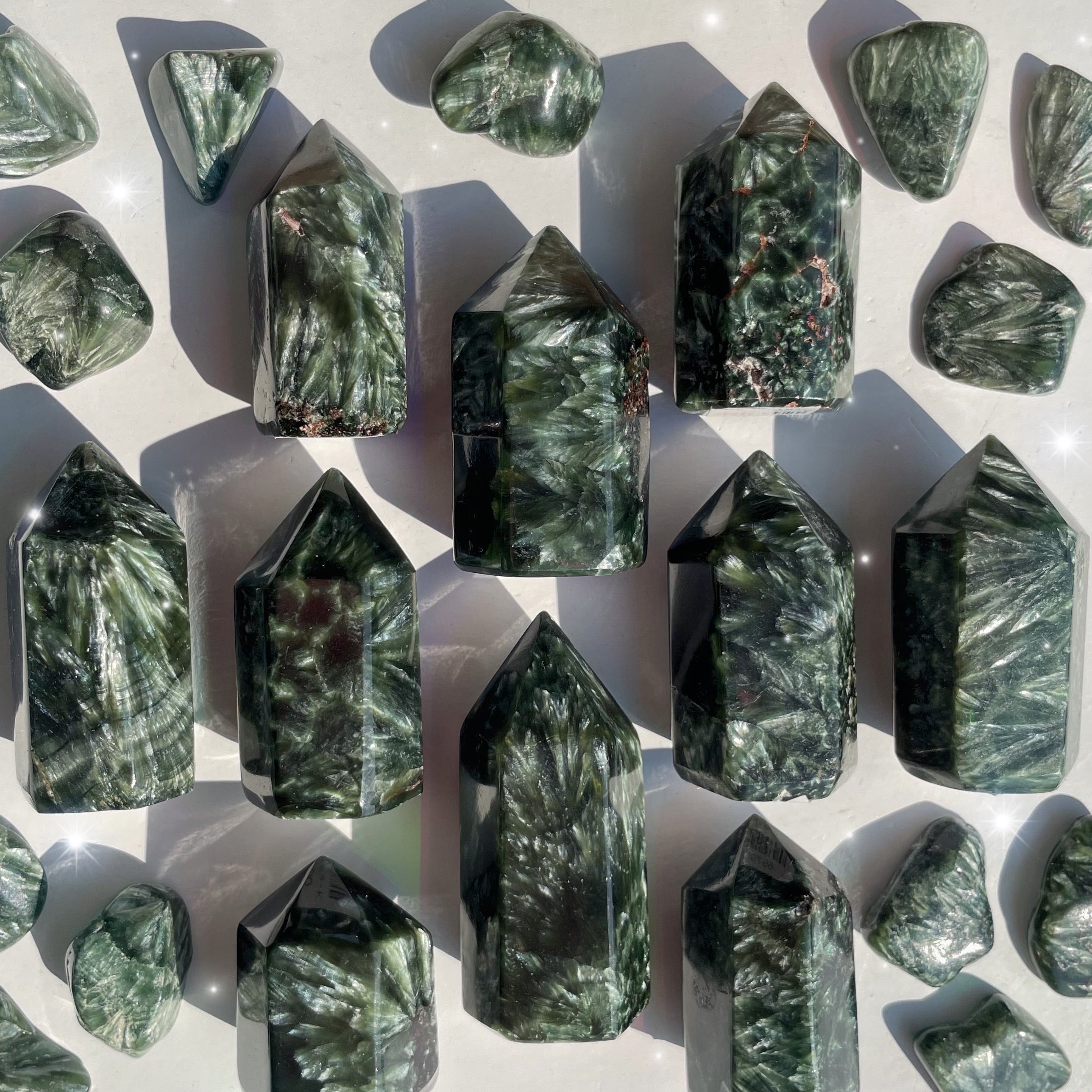 Seraphinite points - Rocks with Sass