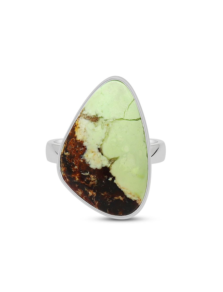 Lemon Chrysoprase Sterling Silver Ring - 037