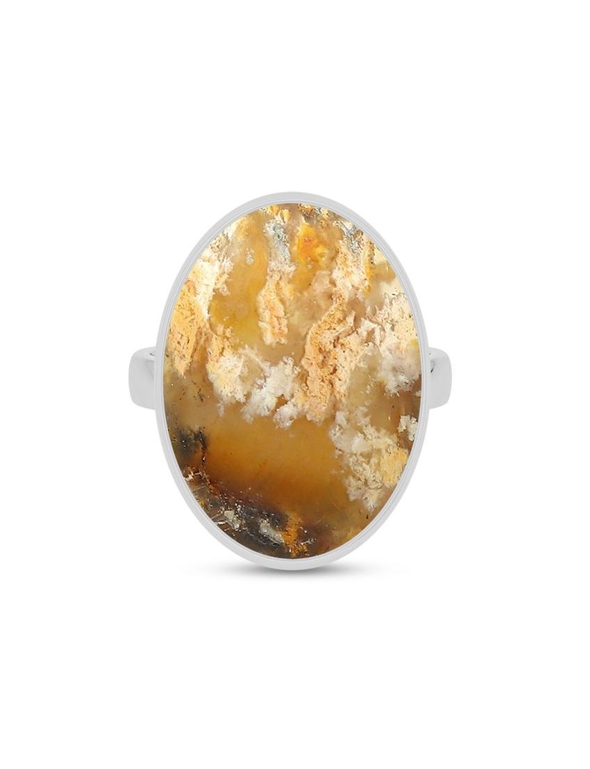 Plume Agate Sterling Silver Ring - 080