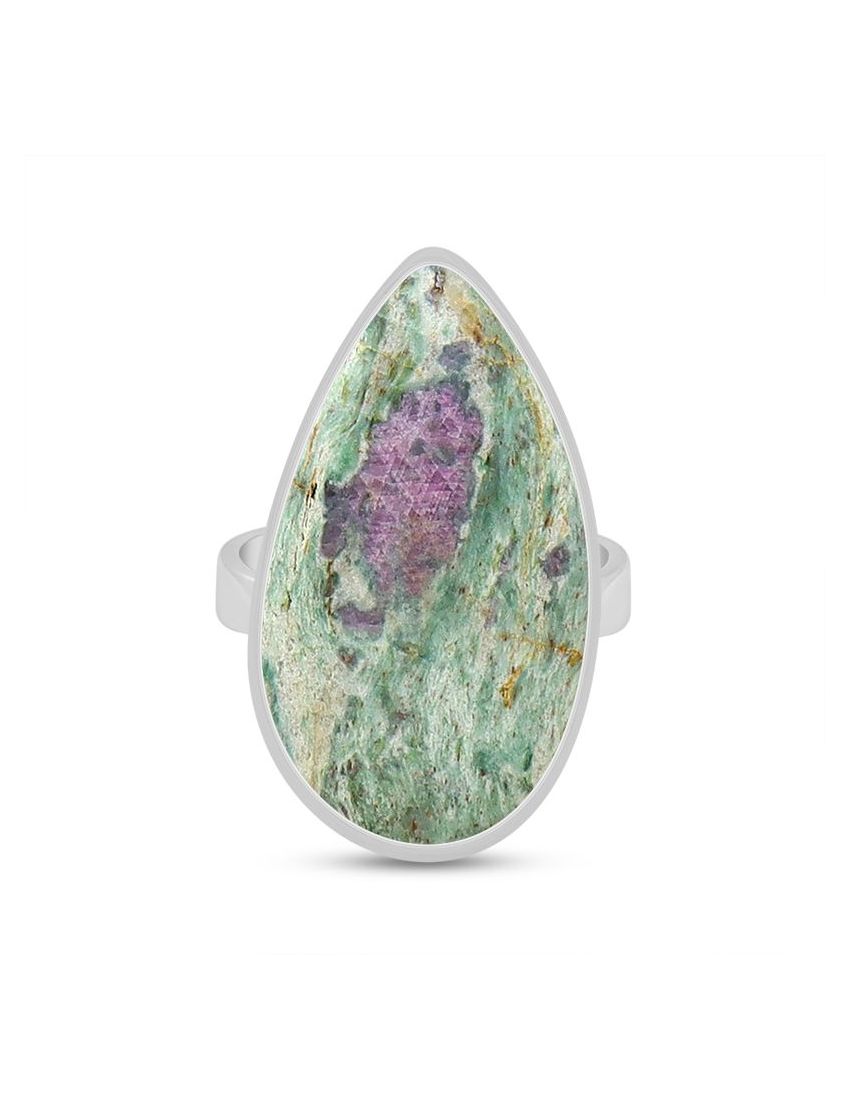 Ruby Fuchsite Adjustable Sterling Silver Ring - 116