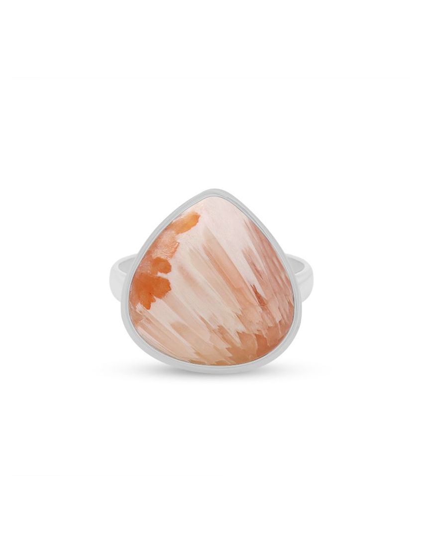 Pink Scolecite Sterling Silver Ring - 117