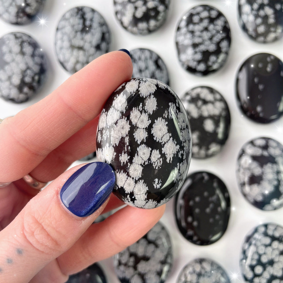 Snowflake Obsidian Palm Stone