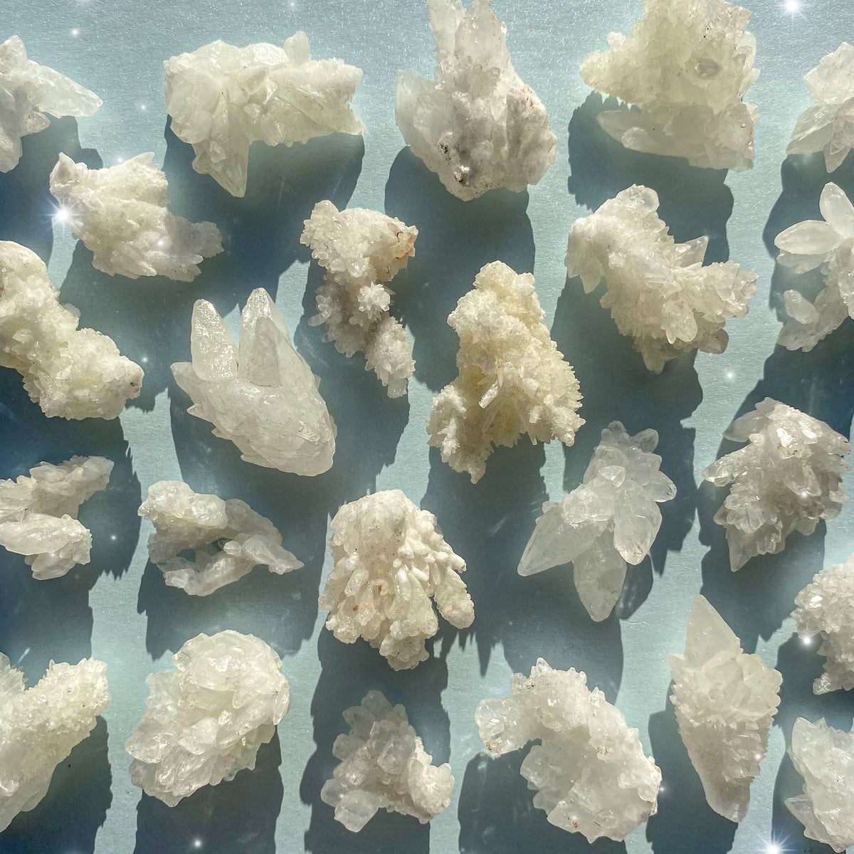 Mini White Aragonite Clusters