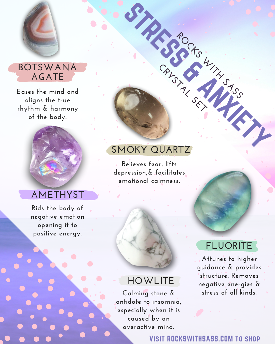 Stress and Anxiety Crystal Set - Rocks with Sass