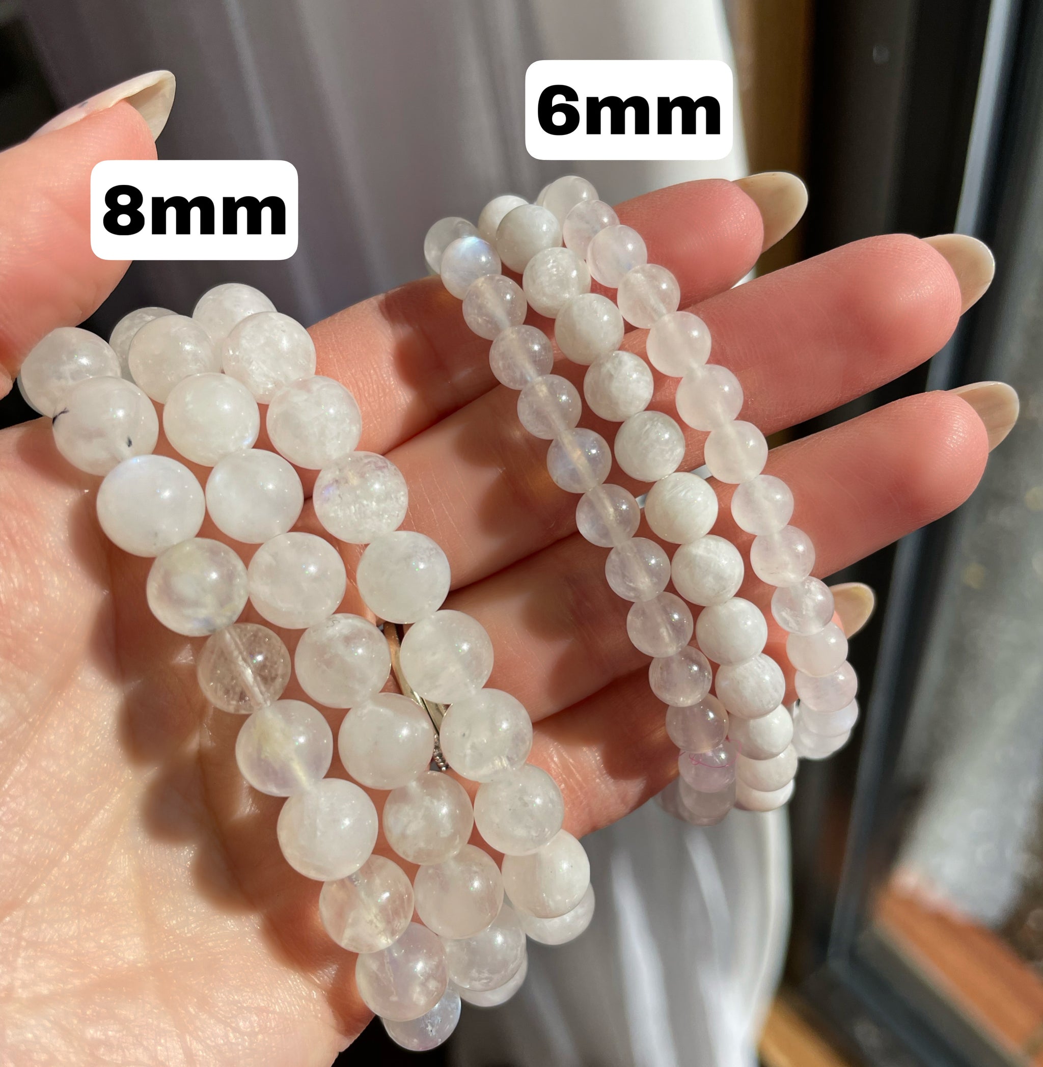 Natural White Rainbow Moonstone Bracelet – BellarosaGems