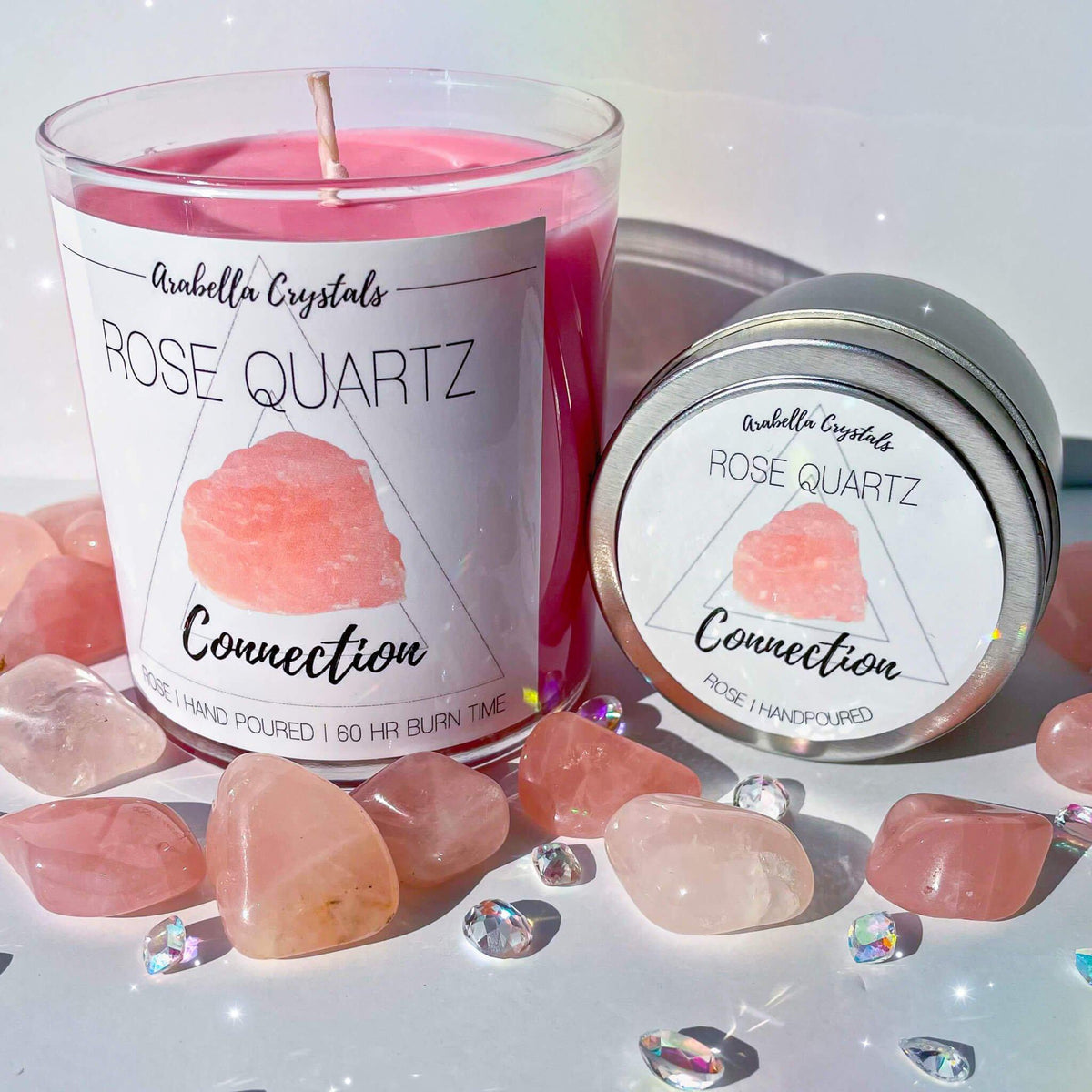 Rose Quartz Crystal Candles