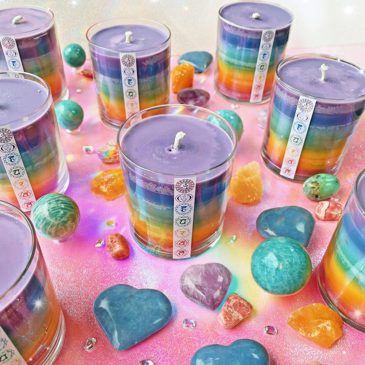 Layered Chakra Crystal Candle