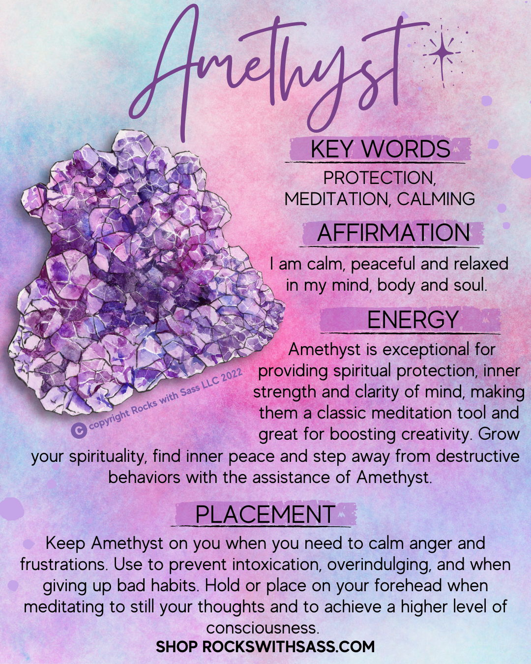Banded Amethyst Tumbled Pocket Stone Rocks with Sass