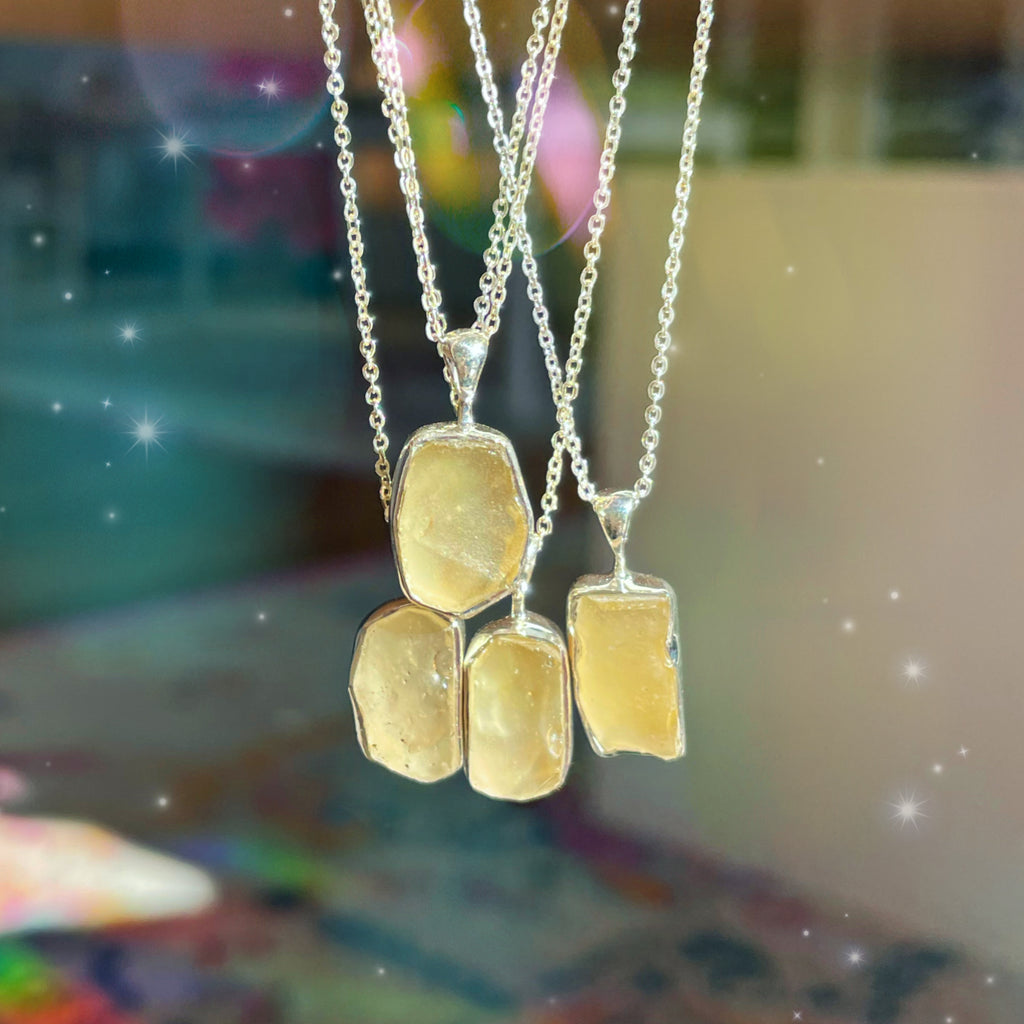 Libyan Desert Glass Pendant Necklace - Rocks with Sass