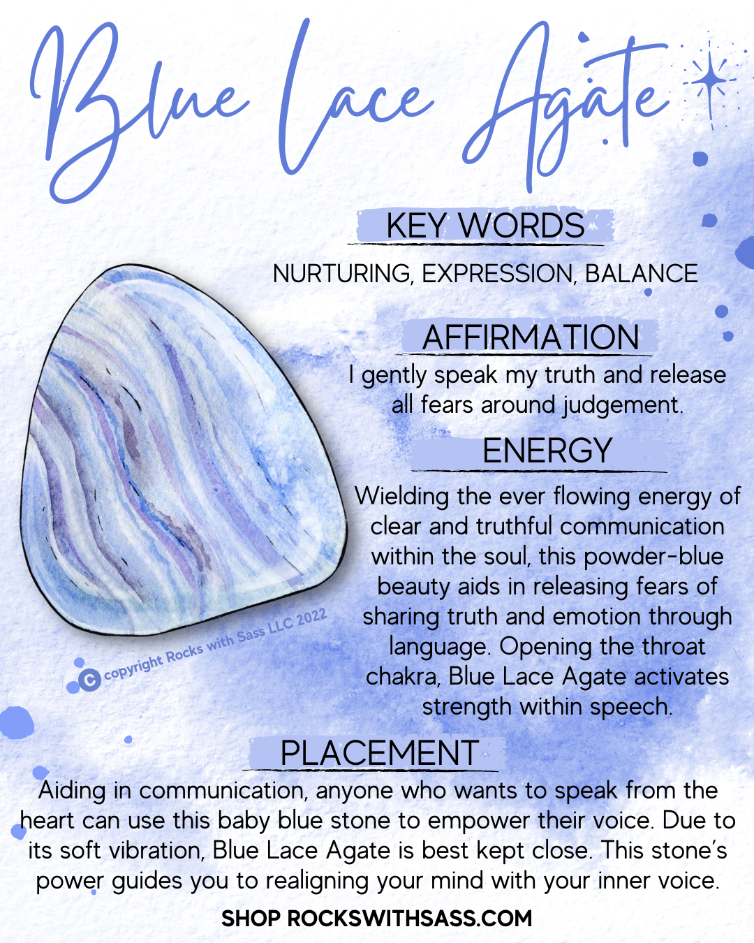 Blue Lace Agate Tumbled Pocket Stone