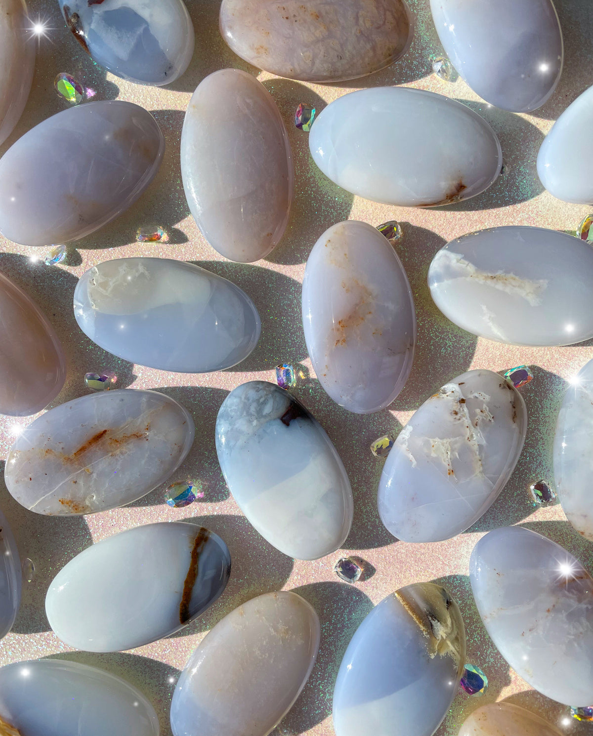 Blue Chalcedony Palm Stone