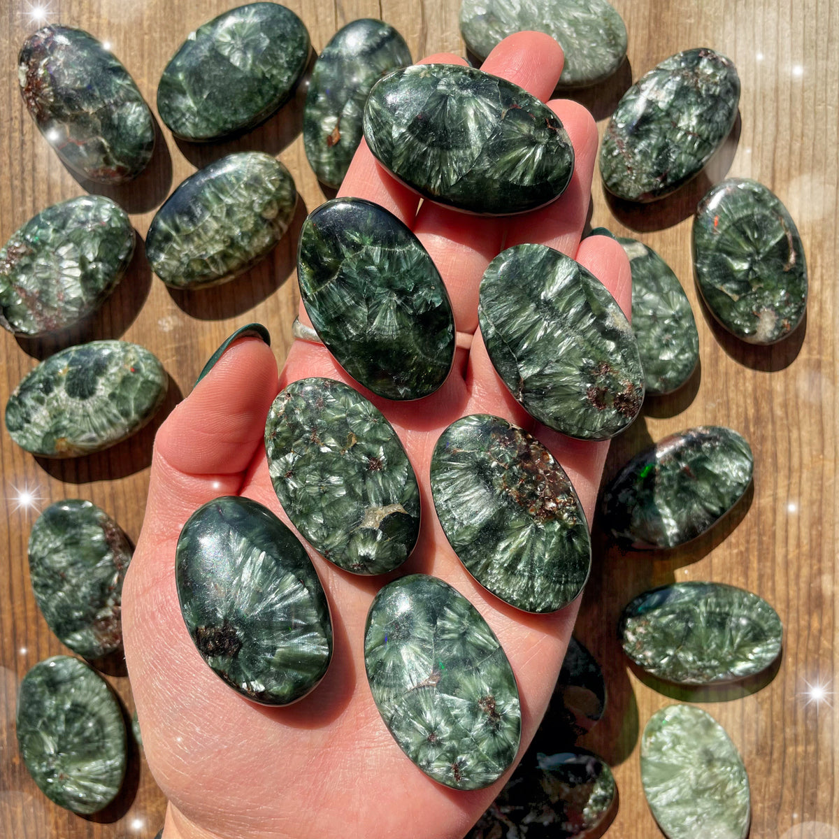Seraphinite Palm Stones