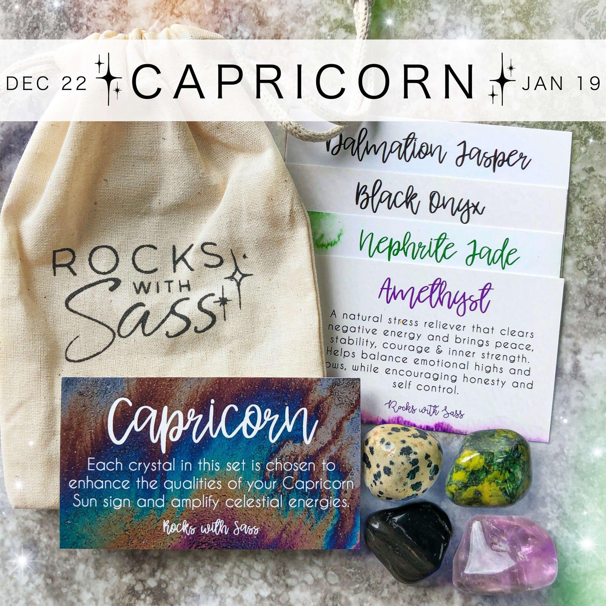 Capricorn Zodiac Crystal Set - Rocks with Sass