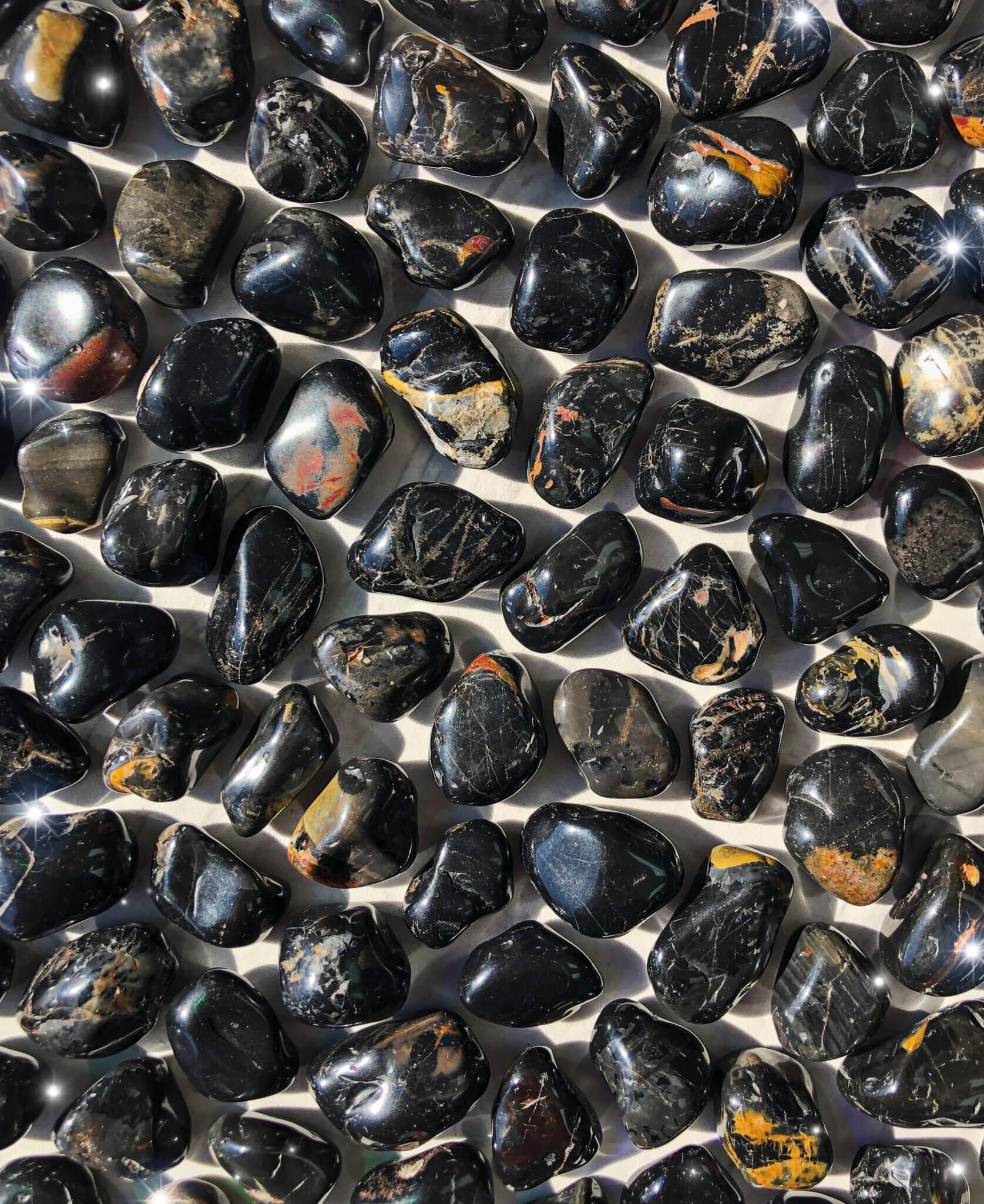 1/4 lb Small Black Onyx Tumbled Gemstone Crystals 15-35 Stones Gem Rock  Specimen
