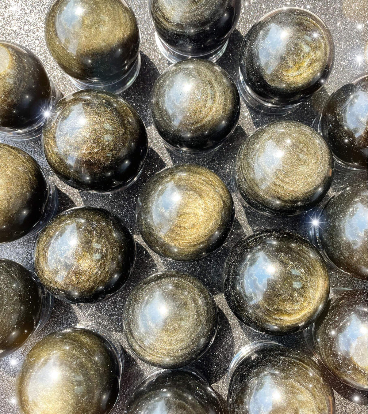 Gold Sheen Obsidian Spheres