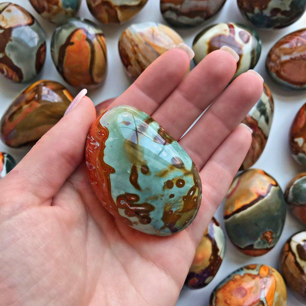 Polychrome Jasper Palm Stones