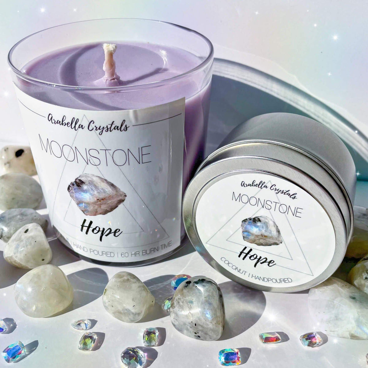 Moonstone Crystal Candles