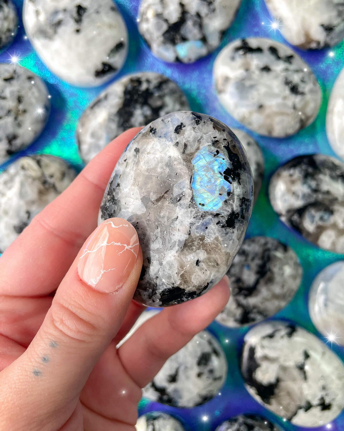 Rainbow Moonstone Palm Stones