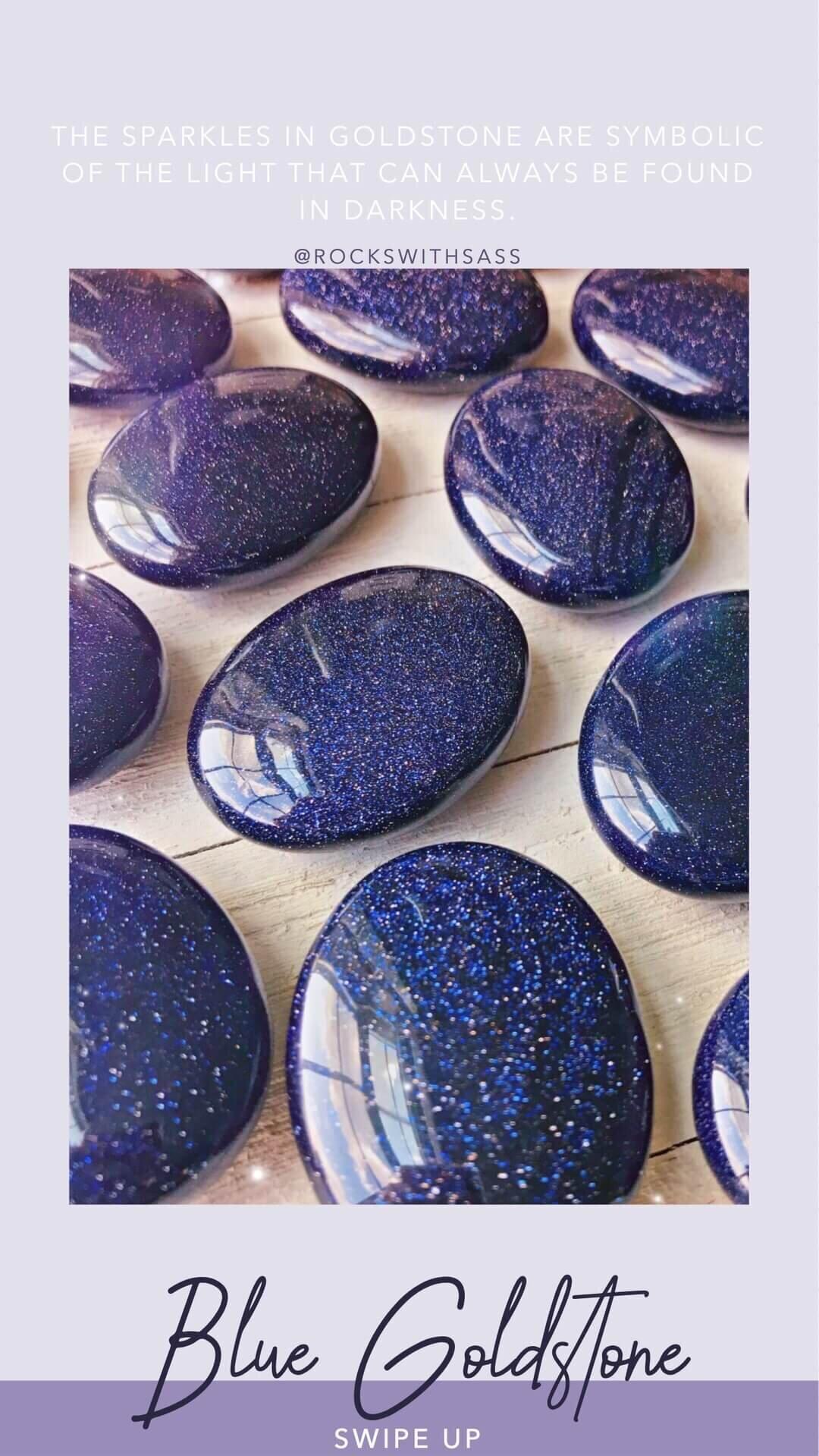 Blue Goldstone Palm Stones Rocks with Sass