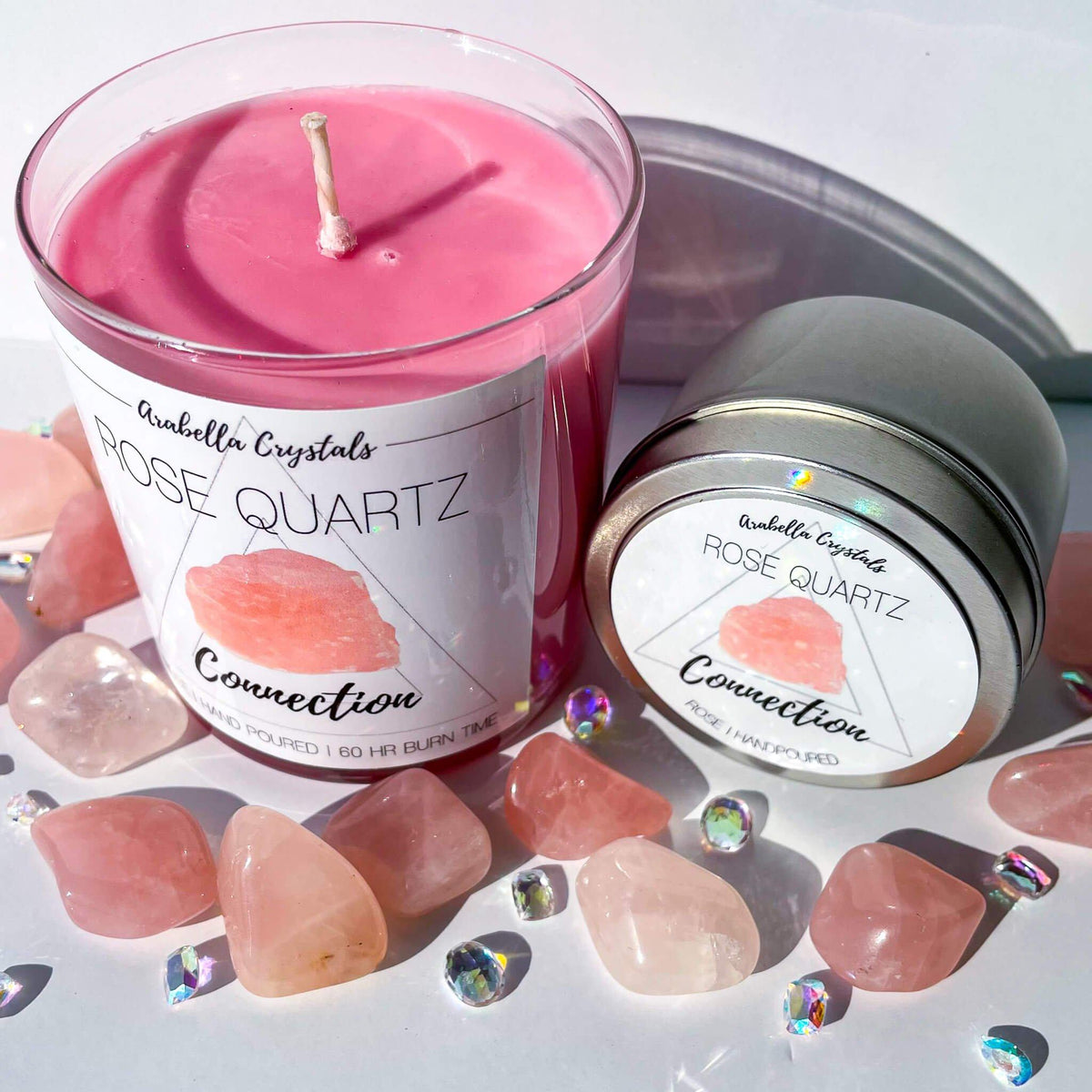 Rose Quartz Crystal Candles