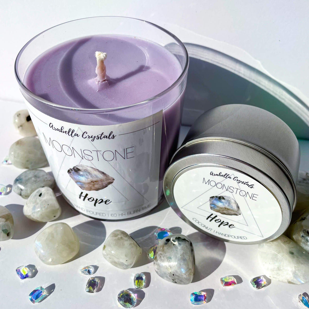 Moonstone Crystal Candles