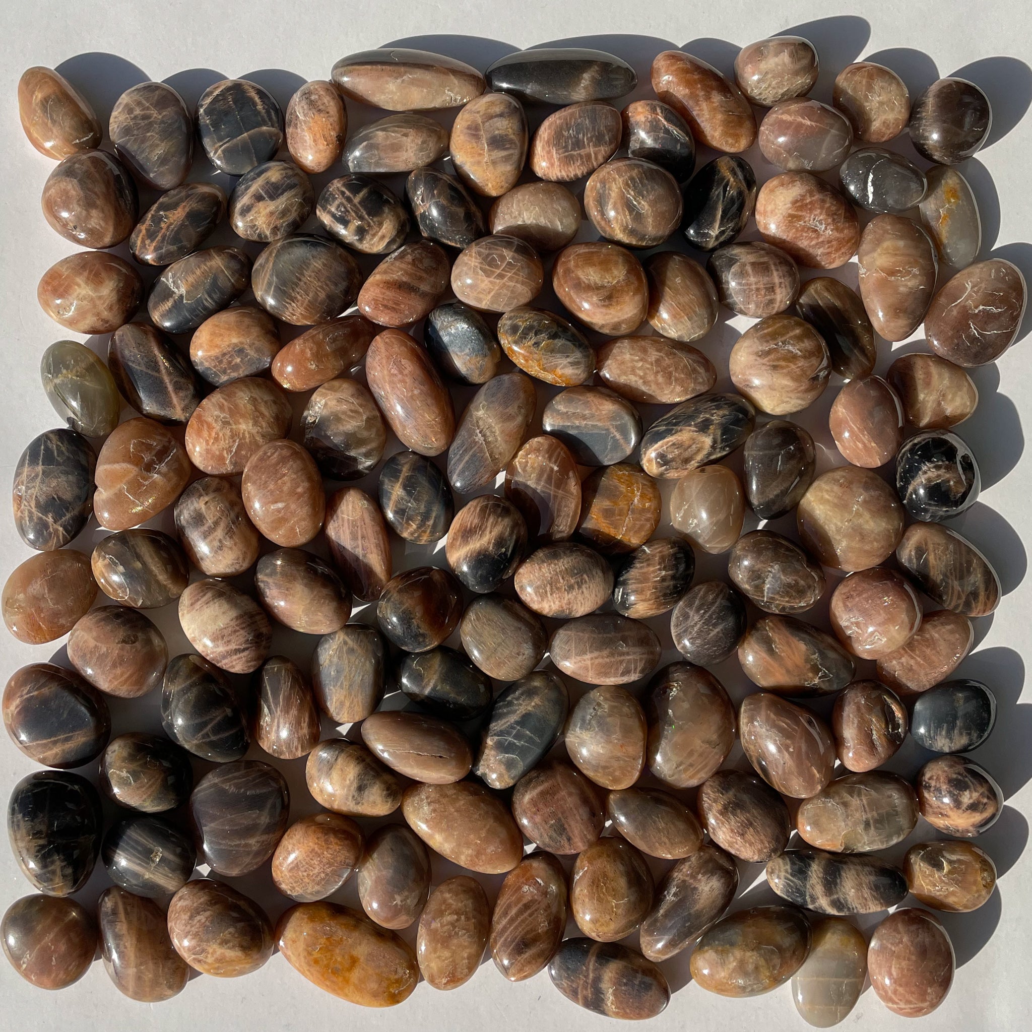 moon sonnensegel stone Black Moonstone & Sunstone Tumbled Pocket Stone