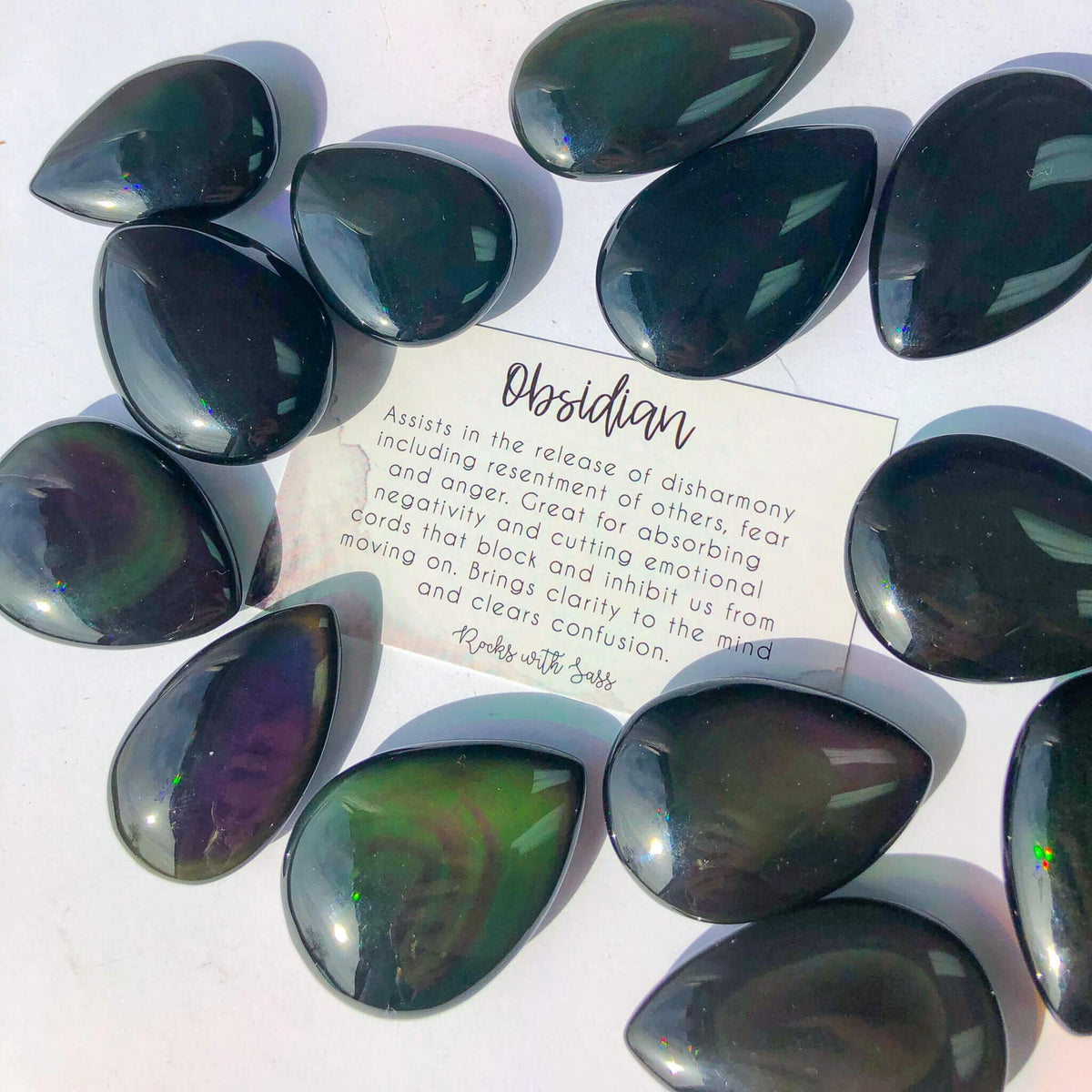 Rainbow Obsidian Teardrops