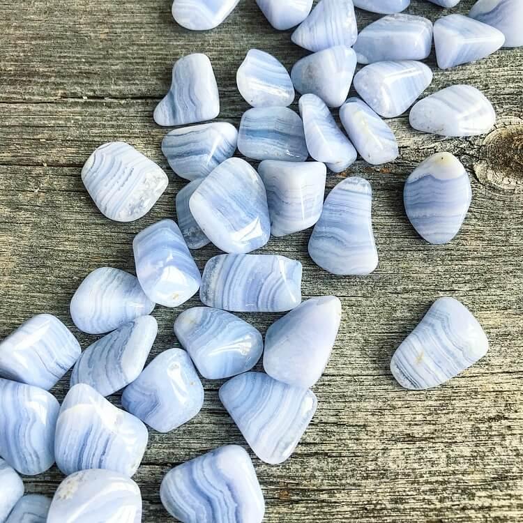 Blue Lace Agate Tumbled Pocket Stone - Rocks with Sass