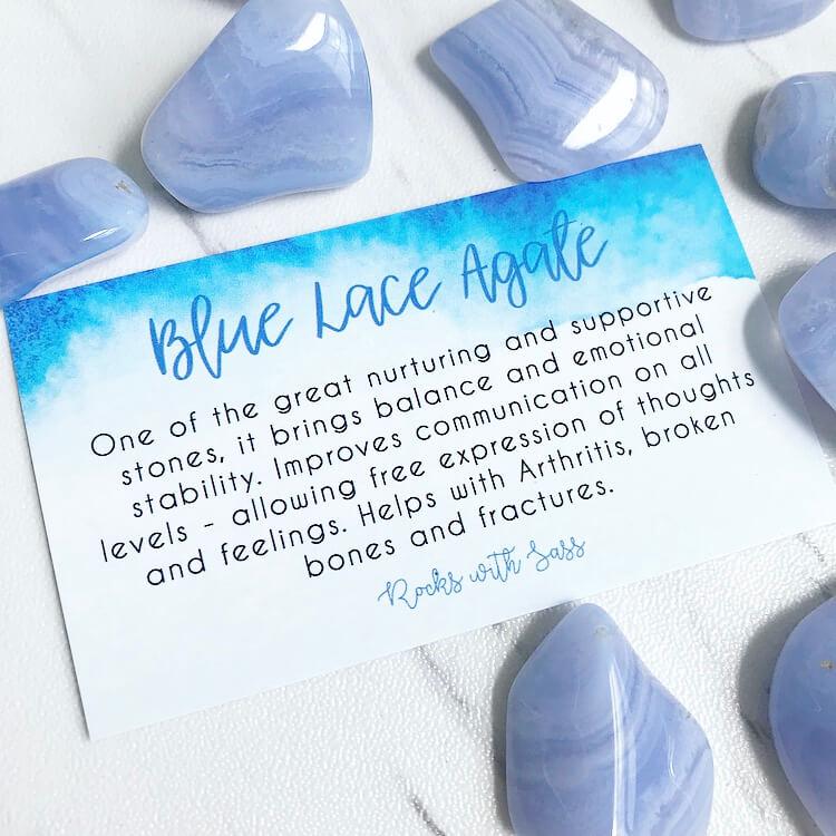 Blue Lace Agate Tumbled Pocket Stone - Rocks with Sass