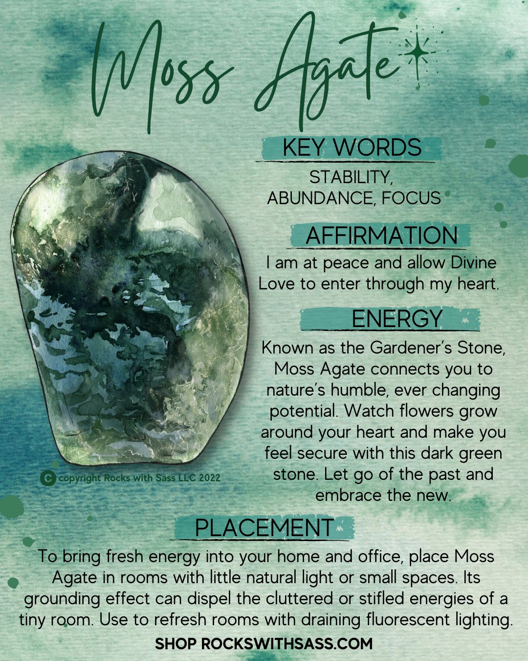 Moss Agate Tumbled Pocket Stone