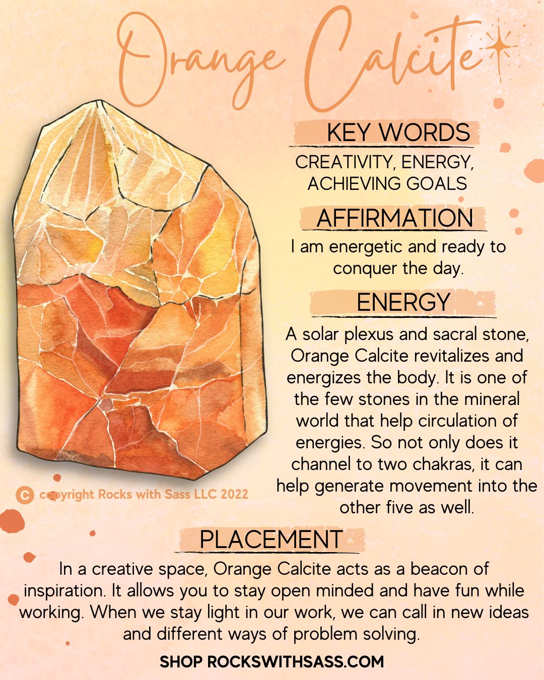 Orange Calcite Raw Pocket Stone