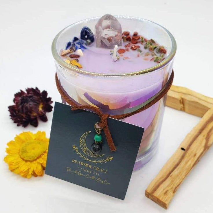 Rebirth &amp; Clarity - Nysian Meadow Crystal Candle, 6 Oz.