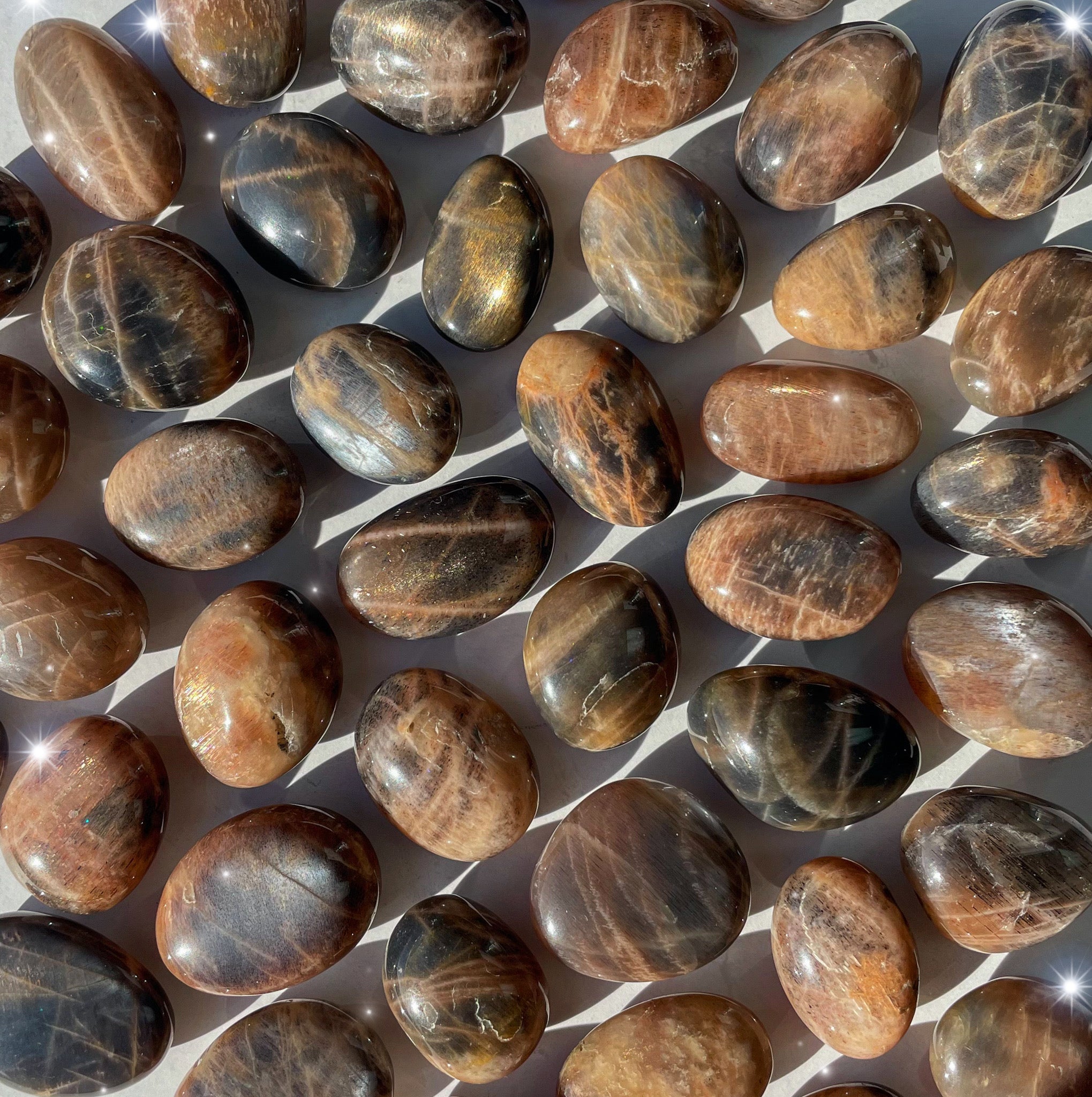 moon sonnensegel stone Black Moonstone & Sunstone Tumbled Pocket Stone