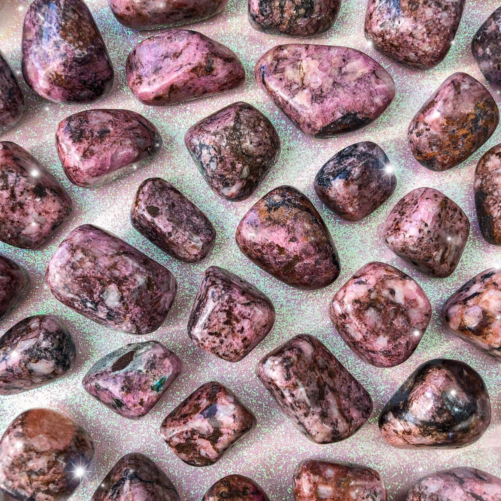 Small-sized Cobalto Calcite tumbled pocket stone.