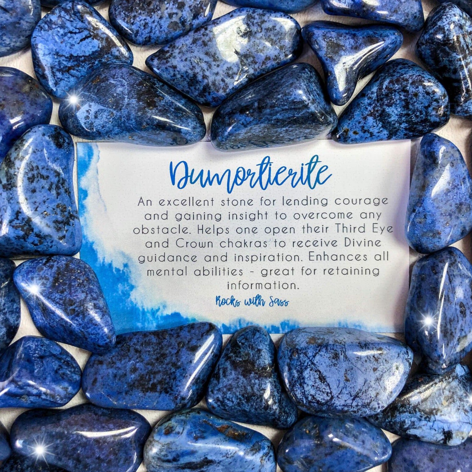 Small-sized Dumortierite tumbled pocket stone.